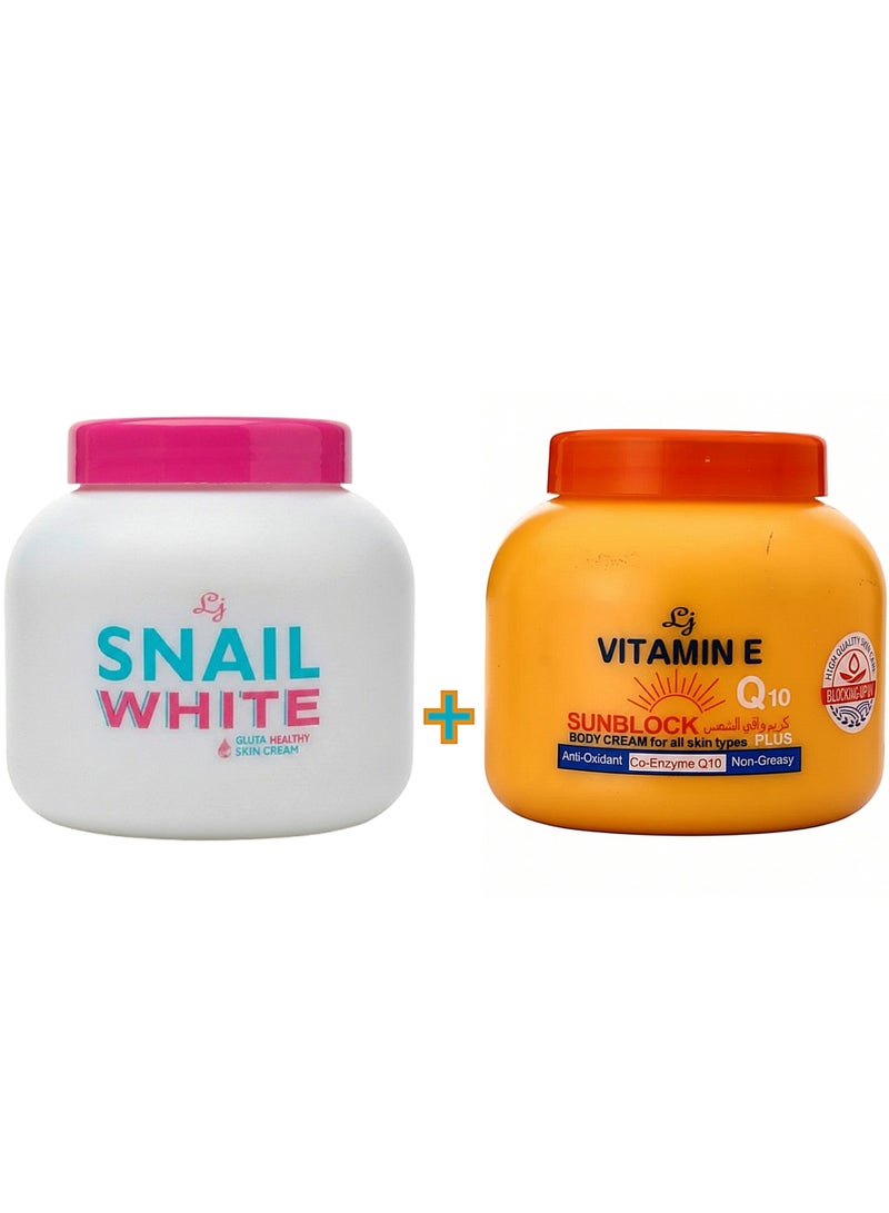 SNAIL WHITE GLUTA HEALTHY SKIN CREAM 200G + Vitamin E sunscreen cream for skin protection - 200 ml
